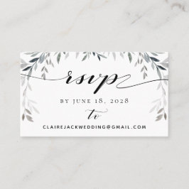 Visita Cartão Online RSVP de Casamento Verde Silver Eucal