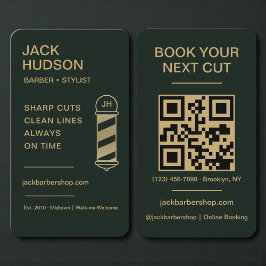 Visita Cartão QR Code Corte de Cabelo Barbershop Verde Do