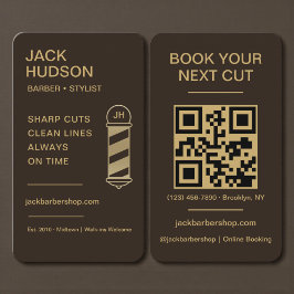 Visita Cartão QR Code de Corte de Cabelo Barbearia Mocha 