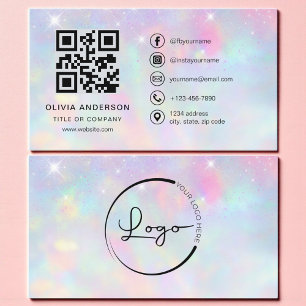 Visita Cartão QR Code Minimalista com Brilho de Opala