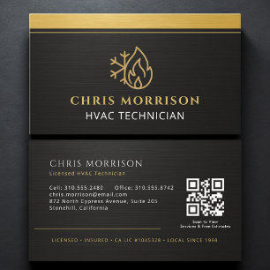 Visita Cartão QR Code Moderno para Técnico de HVAC