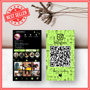 Visita Cartão QR Salão de Cabelereiro Verde Lima Instagra