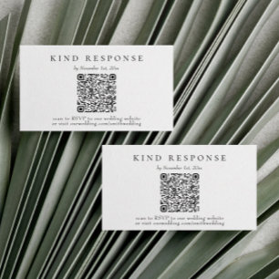 Visita Cartão RSVP de Casamento de Código QR Clássico Ele