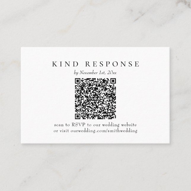 Visita Cartão RSVP de Casamento de Código QR Clássico Ele (Frente)