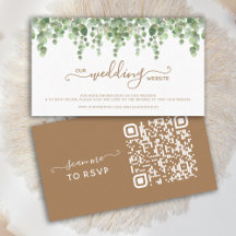 Cartão RSVP de Casamento de Código QR Eucalyptus p