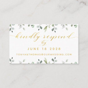 Visita Cartão RSVP Online de Casamento Escrevendo Verde 