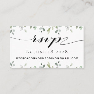 Visita Cartão RSVP Online de Casamento Eucalyptus Greene