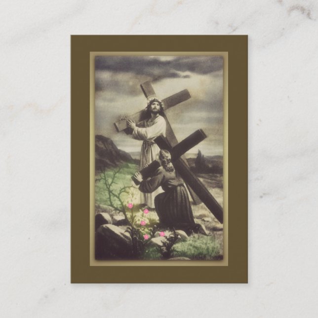Visita Cartão santamente da cruz do carregando de Jesus e (Frente)