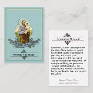 Visita Cartão santamente da oração de St Joseph Memora