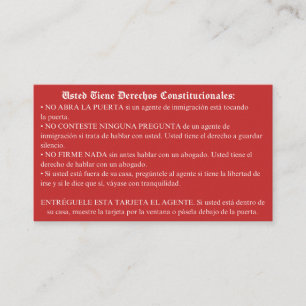 Visita Cartão vermelho espanhol - Cartão de direitos de i