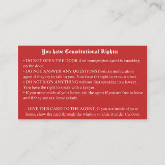 Visita Cartão vermelho inglês - Cartão de direitos de imi