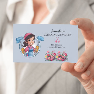 Visita Cartoon Maid House Clearing Services Cartão de vis