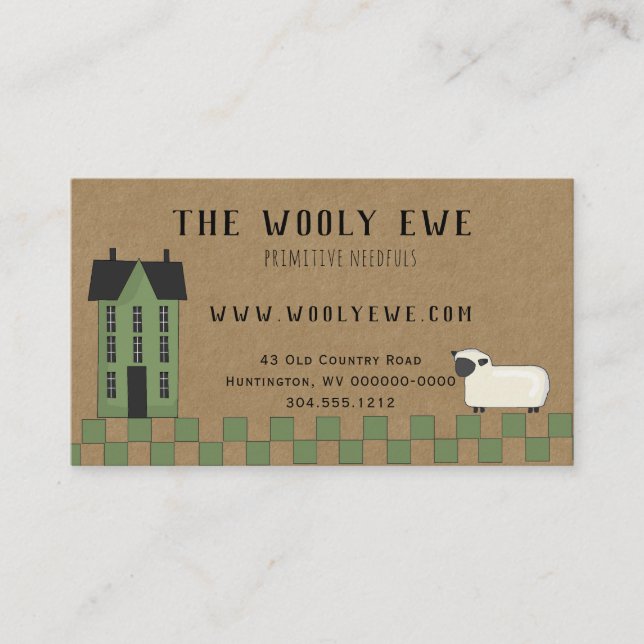 VISITA CASA DE SALTBOX PRIMITIVA NA KRAFT CARTÃO DE VISIT (Frente)