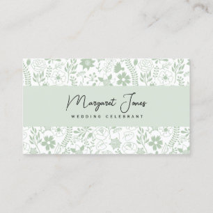 Visita Celebrante de Casamento Floral Sage Green Cartão d