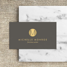 Chic Faux Dourado Minimalista Monograma Cartão de 