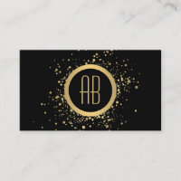 Círculo de Confetti Dourado Monograma Cartão de vi