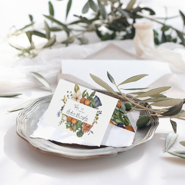 Visita Citrus Floral | Cartão de Local de Casamento Botân (Criador carregado)