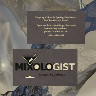 Visita Classy Linen Mixologista Bartender Cartão de visit