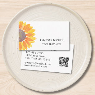 Visita Código de QR de Sunflower Yoga Instrutor Cartão de