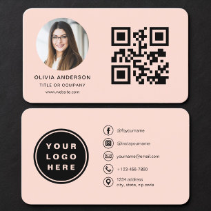 Visita Código QR Cartão de Foto Coral