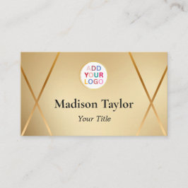 Visita Código QR Dourado Elegante E Logotipo De Cartão de