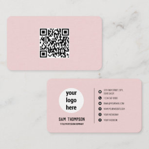 Visita Código QR Logotipo de empresa Rosa Mínimo Cartão d