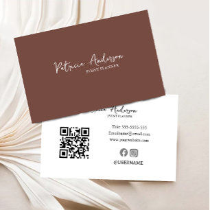 Visita Código QR mínimo Modern Terracotta Cartão de vis