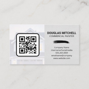 Visita Código QR Paint Brusch Home Logo Cartão de vis
