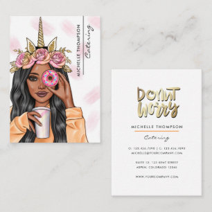 Visita Comida Catering Whimsical Unicorn Lady Cartão de v