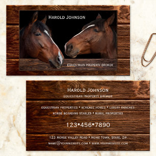 Visita Corretor de Propriedades Equestres Cartão de Visit