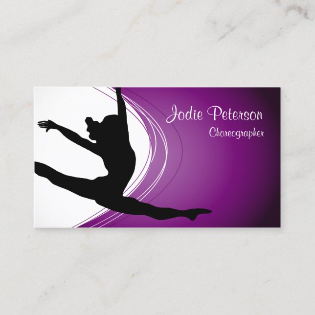 Visita Dancer Jette Leap Silhouette Purple Cartão de visi (Frente)