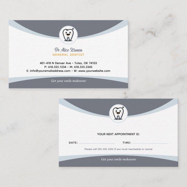 Visita Dentista | Cartão de Nomeação Dental (Frente/Verso)