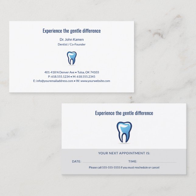 Visita Dentista | Cartão de Nomeação Dental (Frente/Verso)