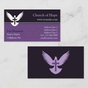 Visita Dove com Cartão de Igreja de Roxo Cruzado Escuro