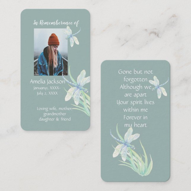 Visita Dragonfly Aquarela De Cartão De Memória Memorial M (Frente/Verso)