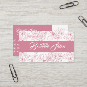 Visita Elegante Cartão de Negócios Floral Rosa Poeirento
