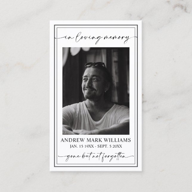 Visita Elegante Moderno Cartão com fotos de Oração Funera (Frente)