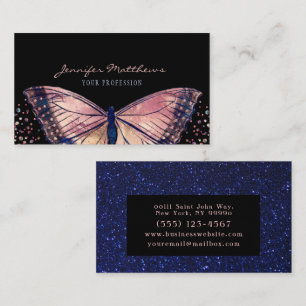 Visita Elegante Monarca Borboleta Glitter Cartão de visi