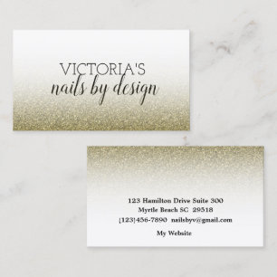 Visita Elegante Nail Tech Dourado Glitter Cartão de visit