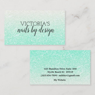 Visita Elegante Nail Tech Mint Green Glitter Cartão de vi