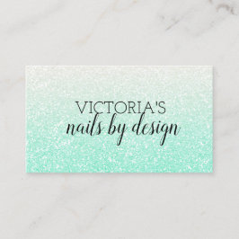 Visita Elegante Nail Tech Mint Green Glitter Cartão de vi