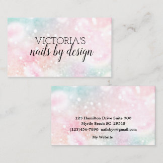 Visita Elegante Nail Tech Pastels Glitter Cartão de visit
