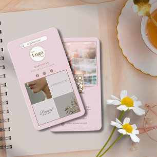 Visita Elegante Pink Instagram 4 Photo Grid Cartão de vis