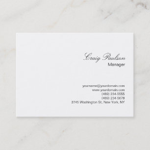 Visita Elegante Script White Plain Chubby Cartão de visit