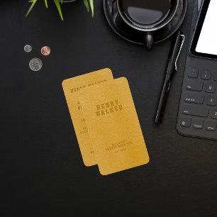 Visita Elegante Yellow Faux Vegan Leather Cartão de visit