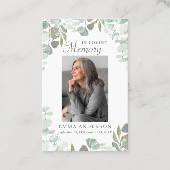 Visita Em memória de amor | Cartão de Oração Funeral Foto (Frente)