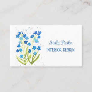 Visita Esqueça-me não Elegante Blue Floral Cartão de visi