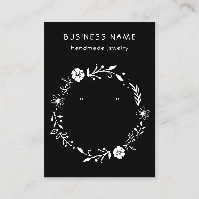 Visita Expositor de cartão preto para brincos de grinalda (Frente)