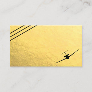 Visita Faux Gold Foil Black Jet Aviation Cartão de visit