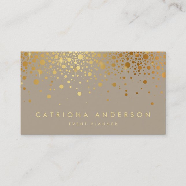 Visita Faux Gold Foil Confetti Pontos Modernos Cartão de  (Frente)